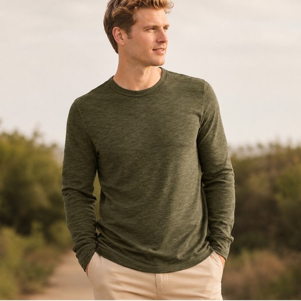 Mens Olive Green Crewneck Sweater Long Sleeve Casual Medium NWT